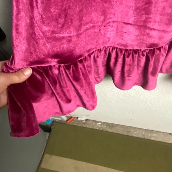 Lauren Conrad Size Xxl Smocked Velvet Mini Dress Square Neck Ruffle Hem Festive - Picture 4 of 8